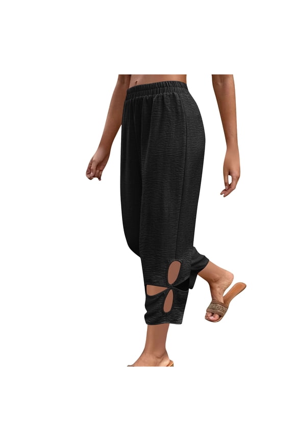 Womens Pants Elastic Waist Short Capri Pants for Women Stretch with Pockets Baggy Pants Women Jeans Cargo Pants Women Stretchy Petite My Orders