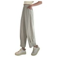 thumbnail image 1 of Zuesphe Womens Pants High Waisted Work Capri Pants for Women Stretch High Waisted Baggy Pants Women Plus Size Womens Cargo Pants Petite, 1 of 5