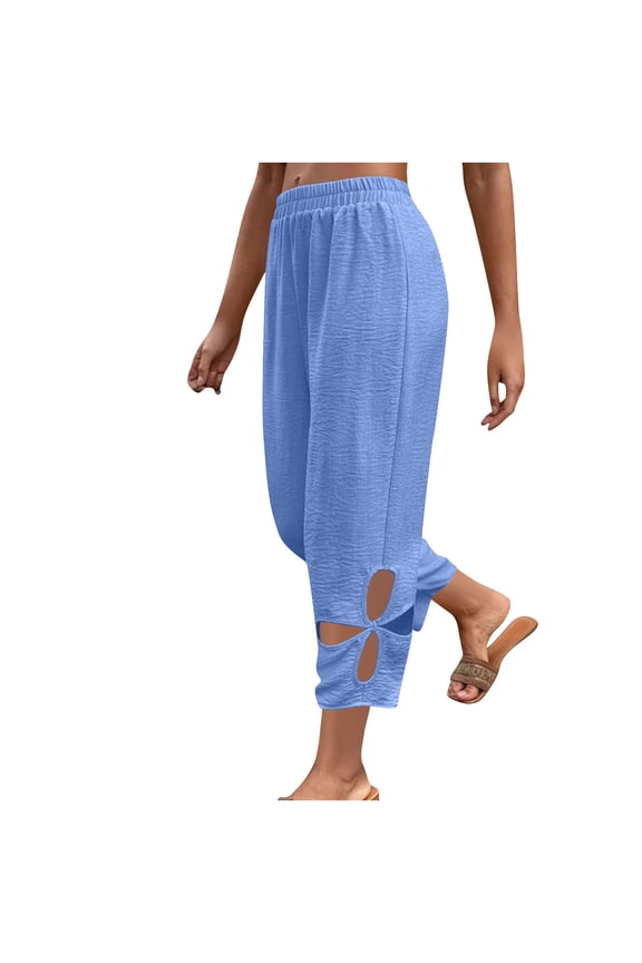 Womens Pants Summer Petite Capri Pants for Women Stretch Cotton Flowy Pants for Women Boho High Waist Cargo Pants Women Pink My Orders
