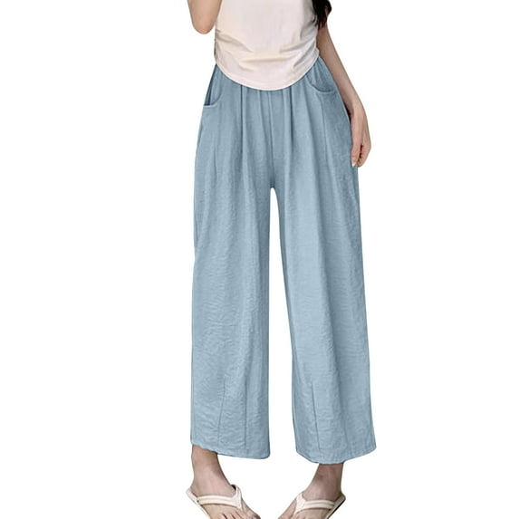 Zuesphe Womens Pants Trendy 2025 Petite Summer Capri Pants for Women Womens Baggy Pants Cargo Womens Cargo Pants with Pockets High Waisted My Orders
