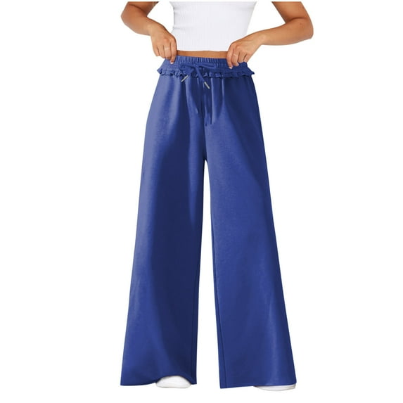 Zuesphe Womens Pants Trendy Tall Ladies Capri Pants with Pockets Palazzo Pants for Women Plus Size Cotton Cargo Pants Women High Waisted Baggy