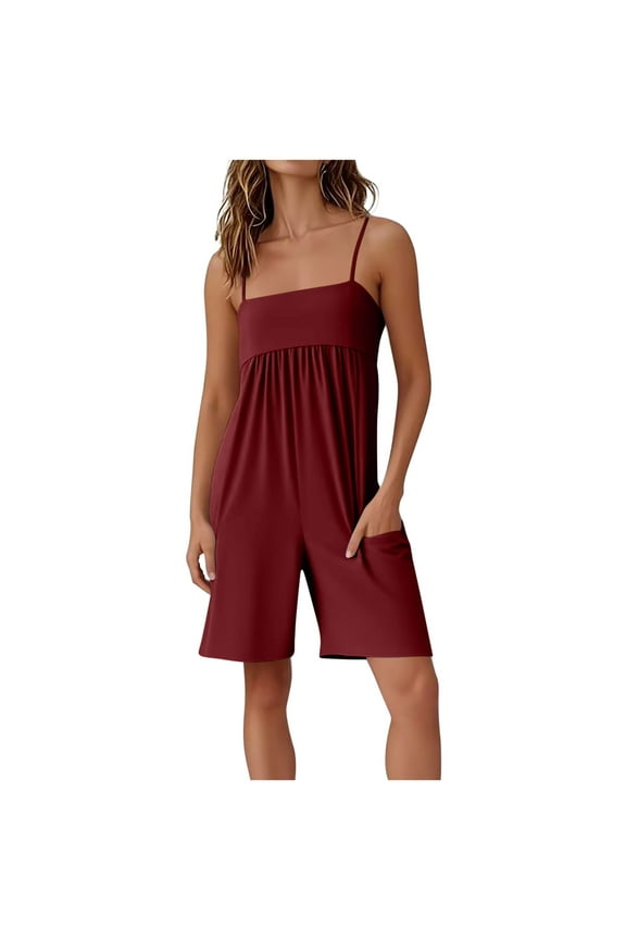 Womens Rompers Shorts Casual Summer Short Sleeve Jumpsuits for Women Comfy Beach Vacation Trendy Overalls Jumpers with Pockets Fashion Clothes 2026