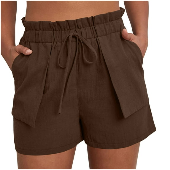 Zuesphe Womens Summer Shorts with Pockets High Waisted Wide Leg Cute Ruffle Waist Drawstring Casual 2026 Beach Vacation Outfit