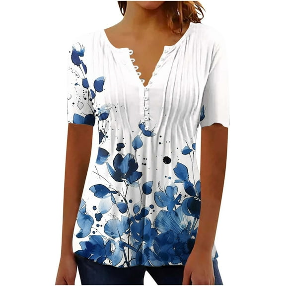 Zuesphe Womens Summer Tops 2025 Cotton Plus Size Shirts for Women 2X Womens Blouses Short Sleeve Dressy Casual Basic Tees for Women Fitted