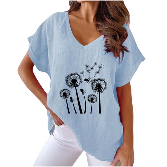 Zuesphe Womens Summer Tops Casual V Neck Summer Shirts for Women 2025 Work Blouses for Women 2025 Womens Graphic Tees V Neck