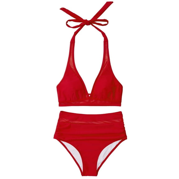 Zuesphe Womens Swimsuits 2 Piece Womens Bathing Suits Plus Size 2 Piece Swimwear for Women High Waist Beachwear Outfits for Women 2025 Tie Knot High Rise