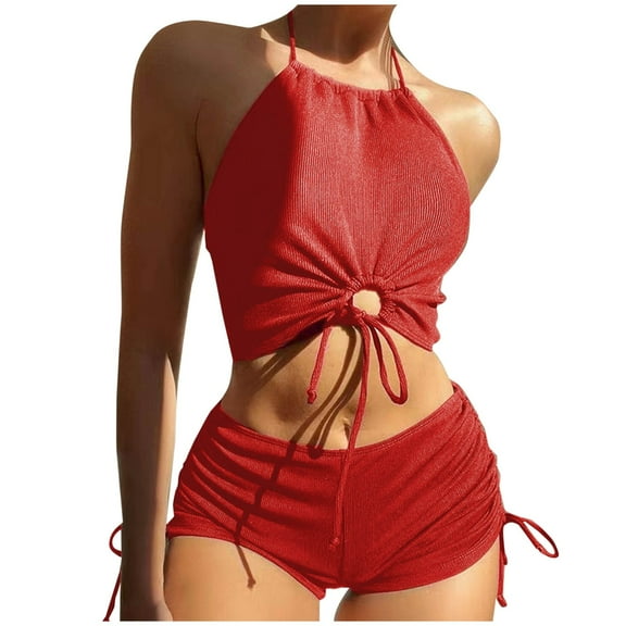 Zuesphe Womens Swimsuits Plus Size 2 Piece Bathing Suit for Women One Piece Ladies Swimwear 2 Piece Beachwear Women over 60 Color Block Two Piece Drawstring