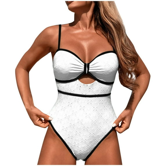 Zuesphe Womens Swimsuits Plus Size One Piece Womens Bikini Sets Trendy Swimwear for Women Tummy Control One Piece Beachwear Women over 60 Color Block Two Piece Drawstring