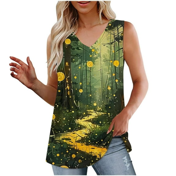 Zuesphe Womens Tank Tops Dressy Casual Long Womens Tank Tops Loose Fit V Neck T Shirts for Women Cotton Vintage Tees for Women V Neck