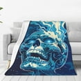thumbnail image 1 of Zufioo Abstract Blue Skull Fleece Blanket Queen Size,Plush Bed Blanket,Ultra Soft Throw Blanket,Plush Fuzzy Cozy Blanket Perfect for Bed,Couch-40"x30", 1 of 7