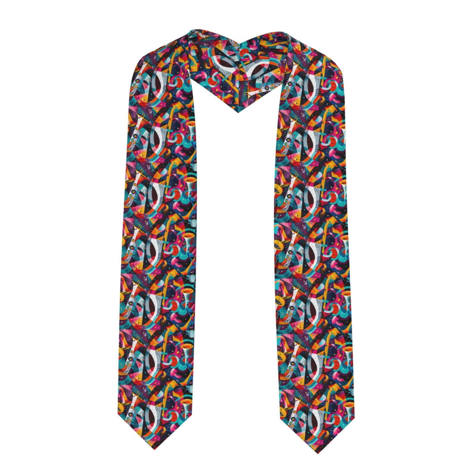 Zufioo Abstract Jazz Instrumental Print Graduation Shawl Ribbon ...