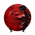 thumbnail image 1 of Zufioo Abstract Red Textured Canvas Print Bone China Decorative Plate, Ceramic Dinner Plate with Stand Ceramic Decoration Homewares-7in, 1 of 6