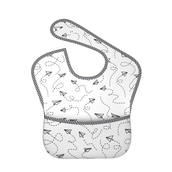 Zufioo Airplane Print Toddler Adjustable Waterproof Bib, 11.6x15 Inch Feeding Bib Suitable for 6-24 Month Babies