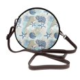 thumbnail image 1 of Zufioo Algae Corals and Seashells Print Leather Shoulder Round Bag, Waterproof Leather Crossbody Bag, Detachable Shoulder Strap and Carrying Loop, Women's Luggage Accessories-One Size, 1 of 5