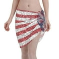 thumbnail image 1 of Zufioo America Flag Glitter Print Women's Beach Short Wrap Skirt, Short Quick-drying Wrap Skirt, Swimsuit Cover-up Sun Protection Cape, Suitable for Beach, Pool-One Size, 1 of 7