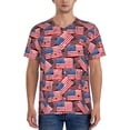 thumbnail image 1 of Zufioo America Flags1 Print Men's Baseball Short Sleeve, Moisture Wicking Button-Down Hip Hop Tee-3X-Large, 1 of 7