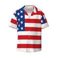 thumbnail image 1 of Zufioo America Flags3 Print Mens Button Down Short Sleeve Shirt,Classic Plaid Shirt,Mens Accessories Fashion Shirt-4X-Large, 1 of 6