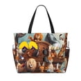 thumbnail image 1 of Zufioo Animal Filled Noahs Ark Print Large Capacity Beach Travel Bag, Zippered Pocket Foldable Hand-held Shoulder Beach Bag, 1 of 7