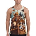 Zufioo Animal Filled Noahs Ark Print Men's Vest, Sleeveless Quick