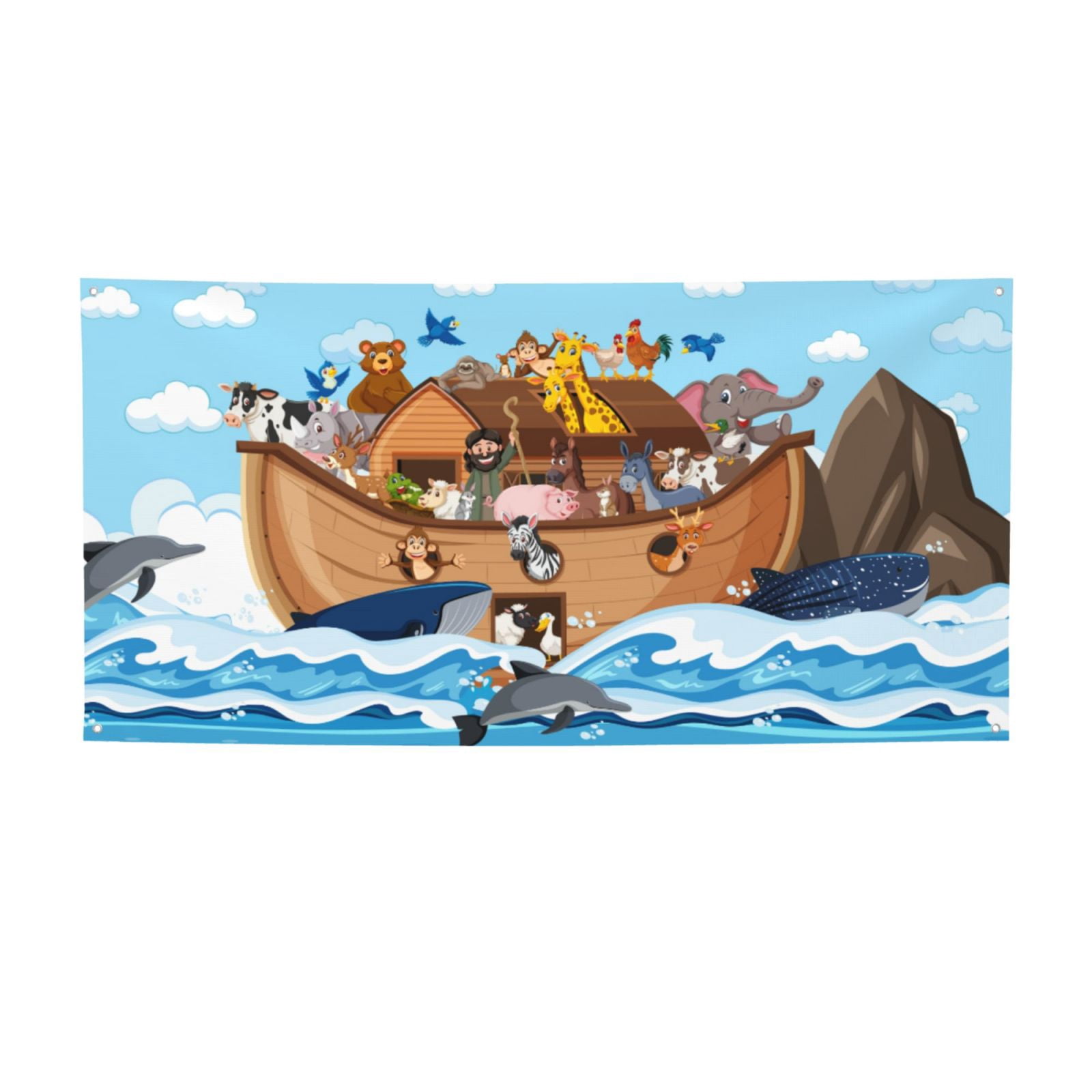 Zufioo Animals on Noah's Ark Floating Print Holiday Banners, Party ...