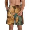 thumbnail image 1 of Zufioo Antique Map Adventure Scene for Men's Casual Beach Shorts, Sports Fitness Quick-drying Drawstring Shorts with Pockets for Home Wear-3X-Large, 1 of 6