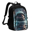 thumbnail image 1 of Zufioo Astronaut Helmet Reflections Print USB Backpack, Multi-Pocket Design Ergonomic Construction Travel Bag Work Bag, Unisex, 1 of 1