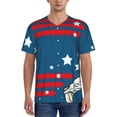 thumbnail image 1 of Zufioo Astronaut Runs Forward Print Men's Baseball Short Sleeve, Moisture Wicking Button-Down Hip Hop Tee-Medium, 1 of 7