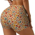 Zufioo Autumn Leaves 3 High Waist Yoga Shorts for Women Tummy Control