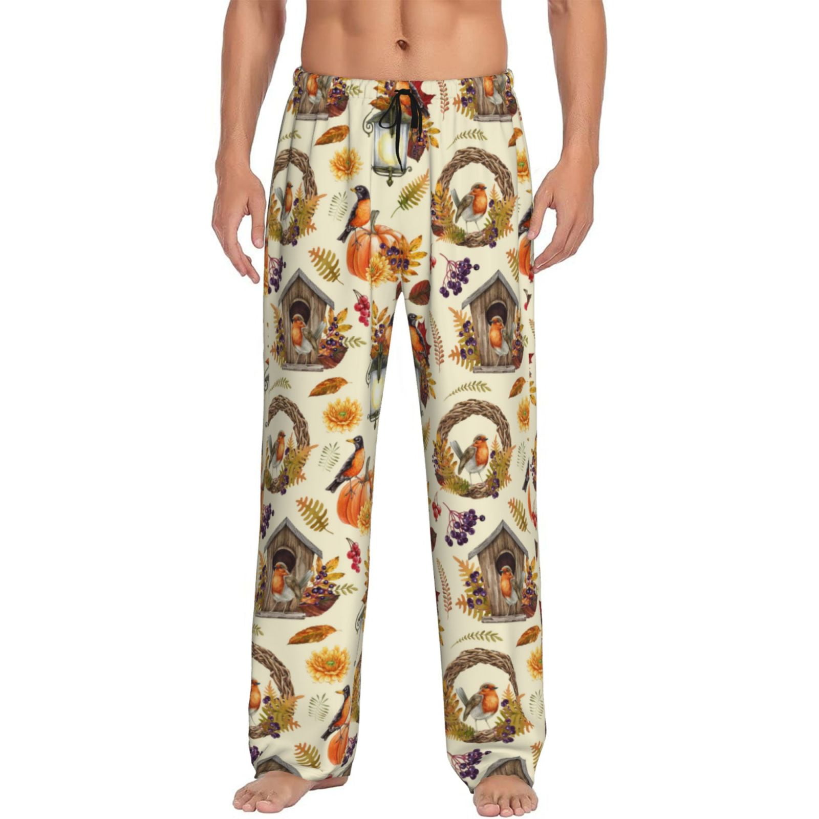 Zufioo Autumn Vintage Mens Pajama Pants Sleep & Lounge Pants Sleepwear