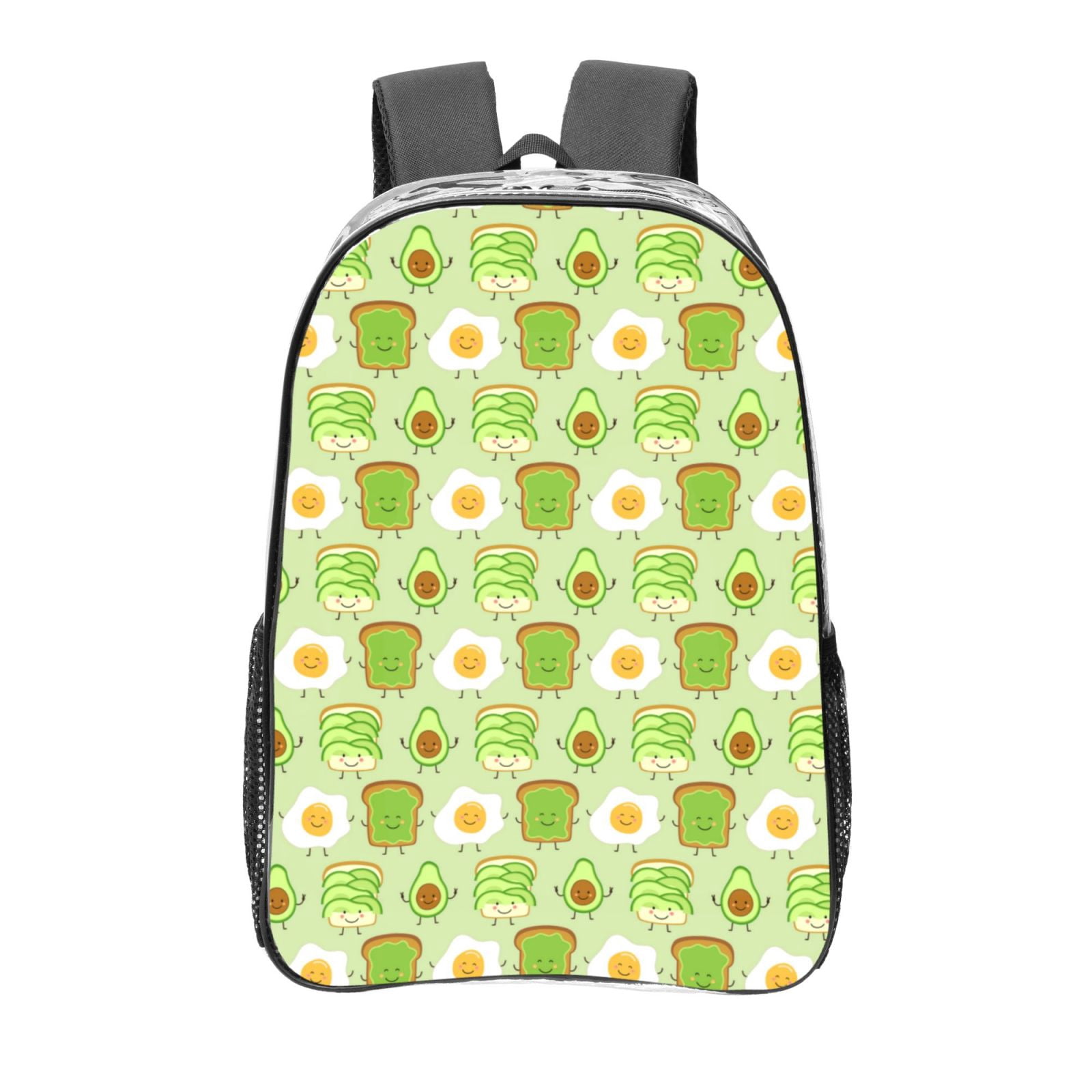 Zufioo Avocado And Toast Print Transparent Backpack, 16-inch PVC ...