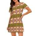 thumbnail image 1 of Zufioo Aztec Print Women's Nightgown, Round Neck Short-sleeved Pajamas, Home Wear Suitable for Home and Outing, 1 of 6