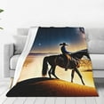 Zufioo Azure Sky Western Desert Cowboy Fleece Blanket Queen Size,Plush