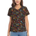 thumbnail image 1 of Zufioo BBQ Barbecue Grill Print Women's Classic V-neck T-shirt, V-neck Short-sleeved Tops Home Wear, Suitable for Daily Life, Work, Outdoors-X-Large, 1 of 5