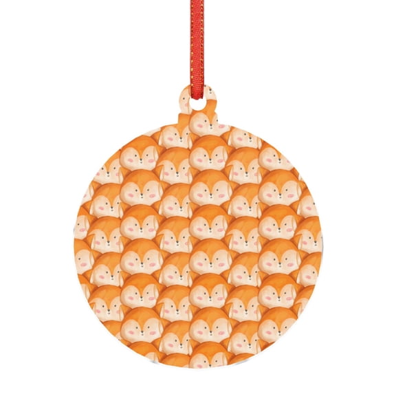 Zufioo Beautiful Fox A Print Large Acrylic Christmas Ornaments, Suitable for Christmas Tree Christmas Holiday Party Pendant Decorations-Round Shape