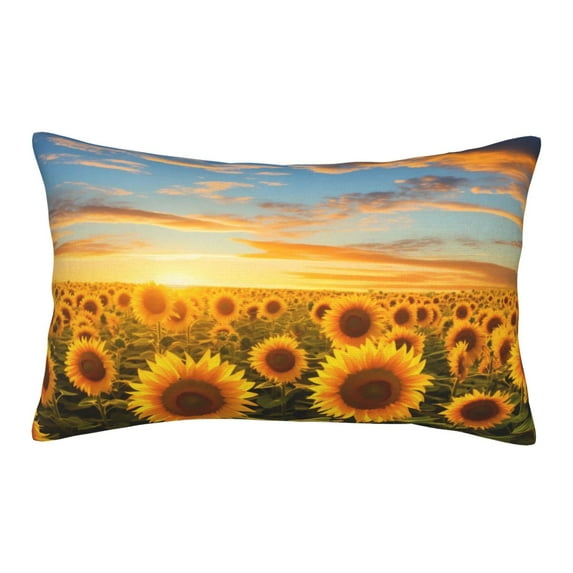 Zufioo Beautiful Golden Sunflower Field Print Double-Sided Throw Pillow Cover, Pillow Protector Home Decor - With Hidden Zipper, Suitable for Bedroom, Living Room, Car Interior-20"x30"