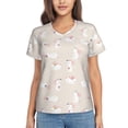 thumbnail image 1 of Zufioo Beautiful Rabbit Print Women's Classic V-neck T-shirt, V-neck Short-sleeved Tops Home Wear, Suitable for Daily Life, Work, Outdoors-3X-Large, 1 of 6