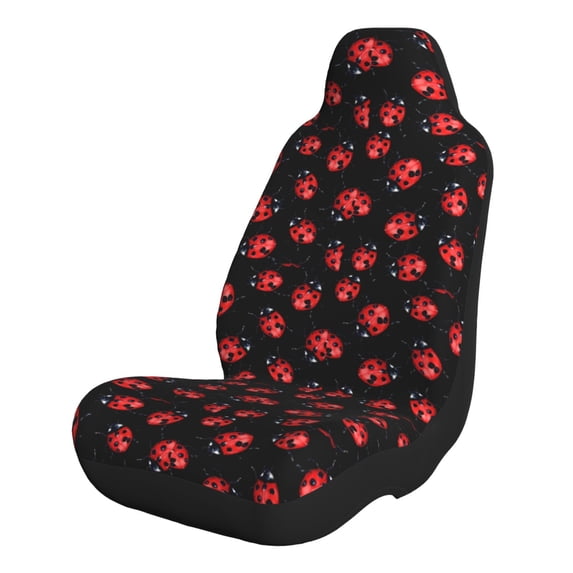 Zufioo Beautiful Red Ladybug Print Car Seat Protectors, SUV, Truck, Van Seat Covers - Strap Design, High Elasticity and Dustproof, Car Interior Protectors Auto Parts-1