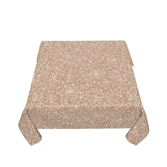 Zufioo Beige Sparkling Glitter Print Square Decorative Tablecloth, Wrinkle-resistant, Waterproof and Oil-resistant Tablecloth Coffee Table Cloth, Suitable for Restaurants-54"x54"