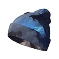 thumbnail image 1 of Zufioo Black And Blue Lightning Dragon Print Adult Knitted Hat, Unisex Cuffed Brimless Ski Hat, Suitable for Autumn and Winter, 1 of 6