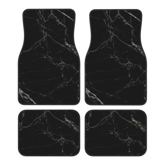 Zufioo Black Marble Texture Abstract Print Car Floor Mats Four-piece Set, Car Interior Accessories - Corrosion-resistant, Non-Slip, Suitable for Cars, Trucks, Vans