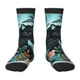 thumbnail image 1 of Zufioo Black Panther Floral Illustration Print Children's Mid-tube Socks, Contrast Color High Elastic Sports Socks - Sweat-absorbent, Warm, Suitable for Children Aged 6-10, 1 of 5