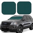 thumbnail image 1 of Zufioo Black And Teal Checkerboard Print Folding Car Windshield Sun Visor, Anti-ultraviolet Sun Visor, Suitable for Trucks, Vans Car Accessories-Small, 1 of 6