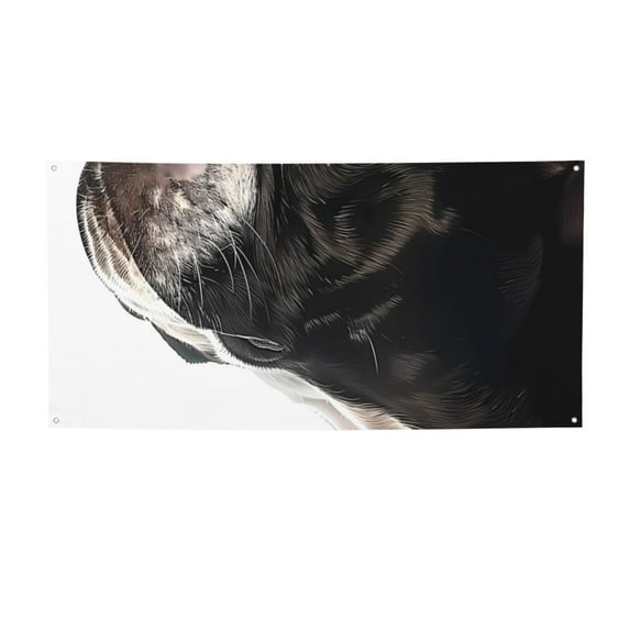 Zufioo Black And White Boston Terrier Print Holiday Banners, Party Banners, Hanging Flags, Bar Shopping Mall Garden Wall Decorations, Holiday Decoration Supplies-Medium