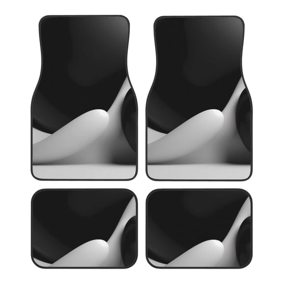 Zufioo Black White Fluid Sculpture Print Car Floor Mats Four-piece Set, Car Interior Accessories - Corrosion-resistant, Non-Slip, Suitable for Cars, Trucks, Vans
