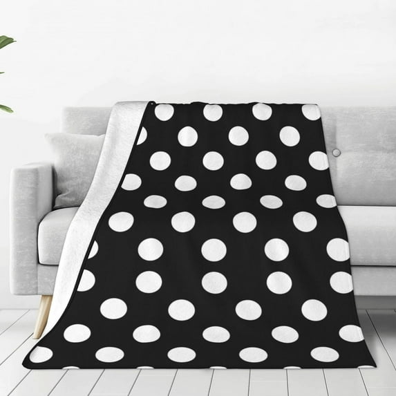 Zufioo Black and White Polka Dot Fleece Blanket Queen Size,Plush Bed Blanket,Ultra Soft Throw Blanket,Plush Fuzzy Cozy Blanket Perfect for Bed,Couch-60"x50"