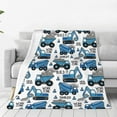 Zufioo Blue Excavator Fleece Blanket Queen Size,Plush Bed Blanket,Ultra
