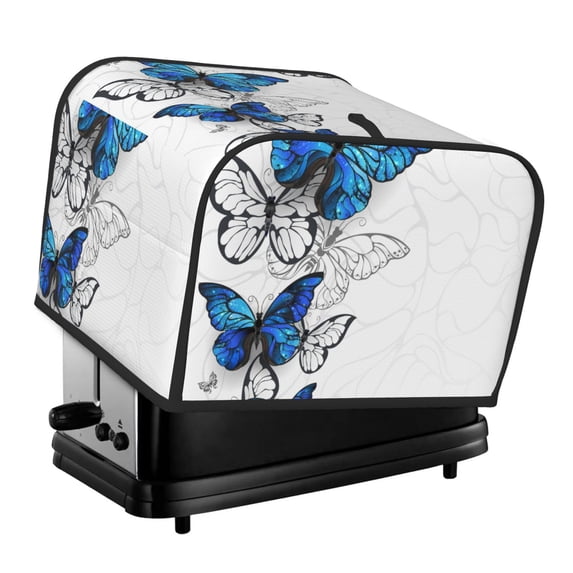 Zufioo Blue Flying Butterflies Universal Four Slice Toaster Cover,Quilted Toaster Appliance Dust-proof Cover For Kitchen Small Appliance(Cover only)