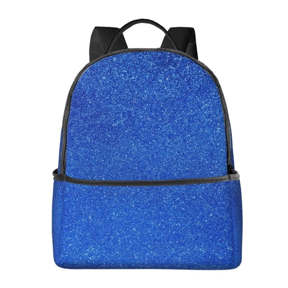 Zufioo Blue Glitter Print Fashion Large Capacity Backpack, Zippered Multi-compartment Travel Work Campus Lightweight Backpack, Unisex