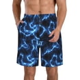 thumbnail image 1 of Zufioo Blue Lightning for Men's Casual Beach Shorts, Sports Fitness Quick-drying Drawstring Shorts with Pockets for Home Wear-Medium, 1 of 6