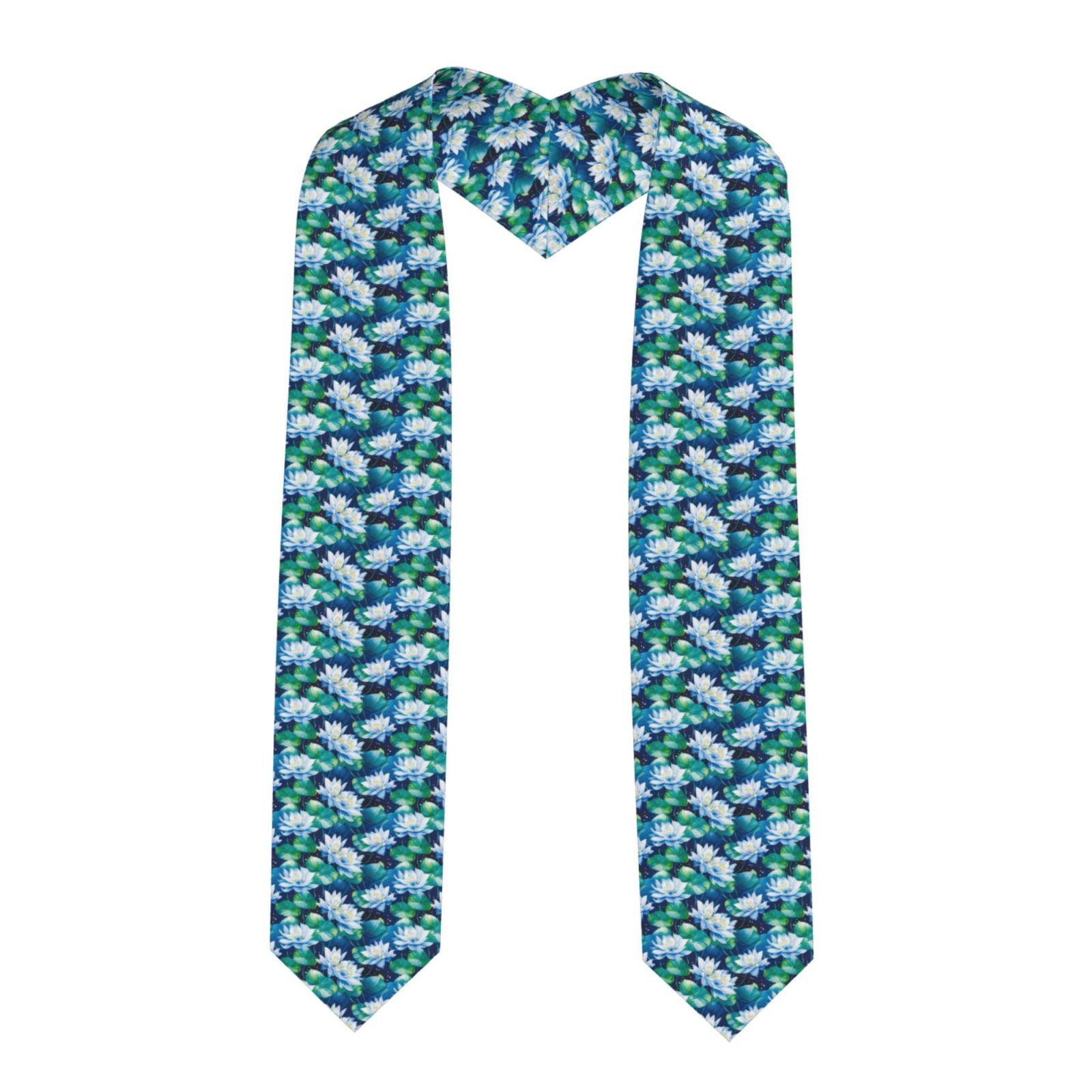 Zufioo Blue Lotus Flower Print Graduation Shawl Ribbon, Graduation ...